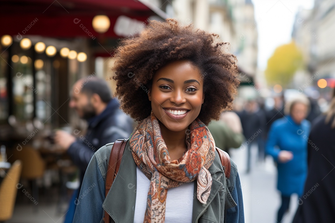 Mulher negra turística de Paris