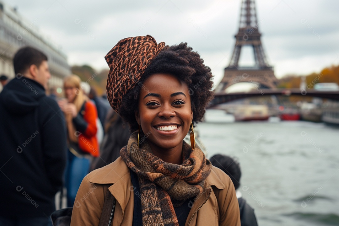 Mulher negra turística de Paris
