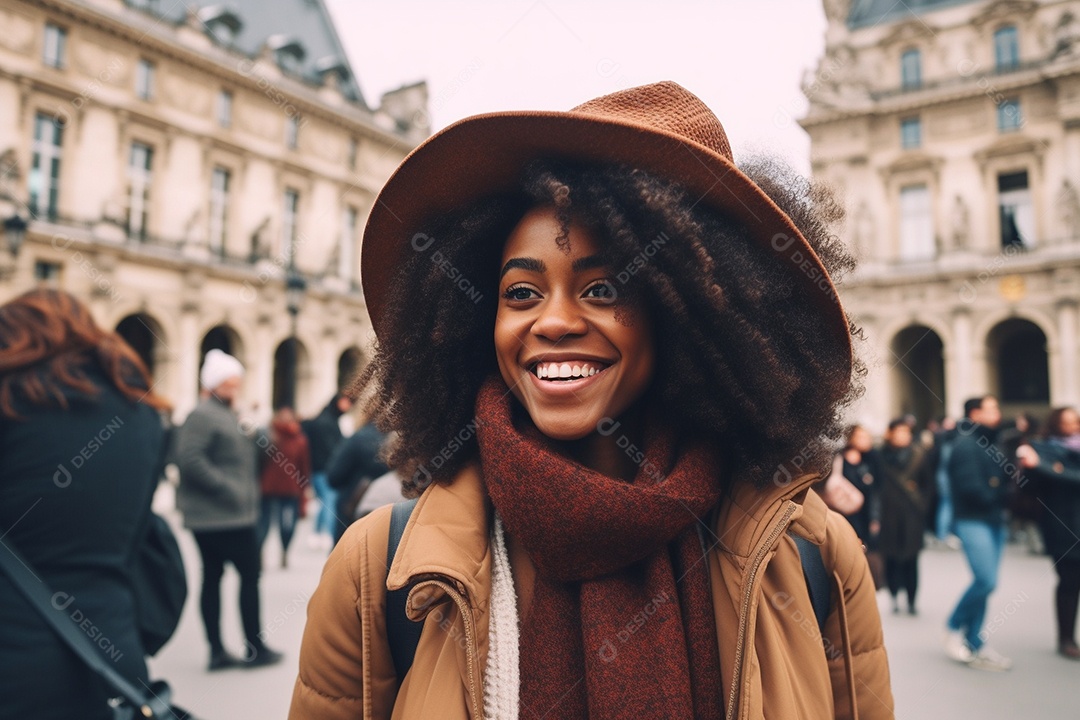 Mulher negra turística de Paris