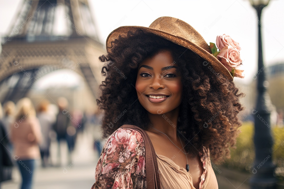 Mulher negra turística de Paris