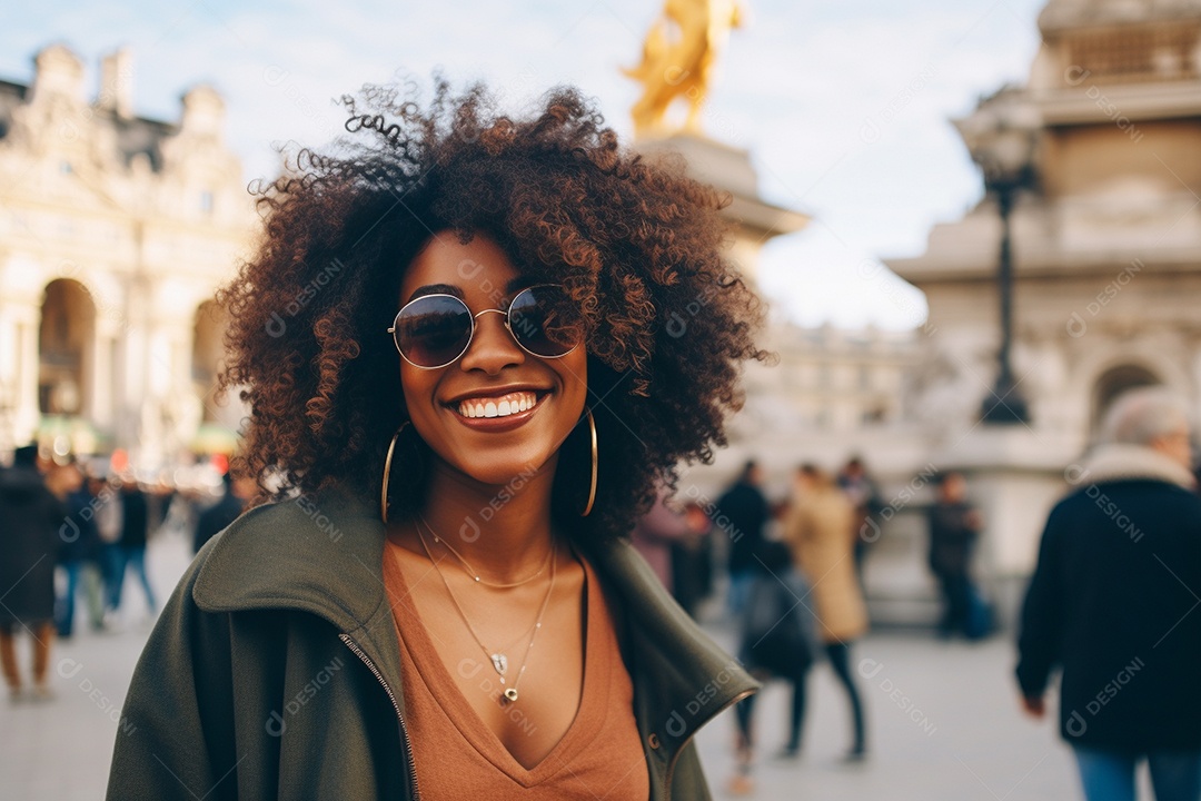 Mulher negra turística de Paris