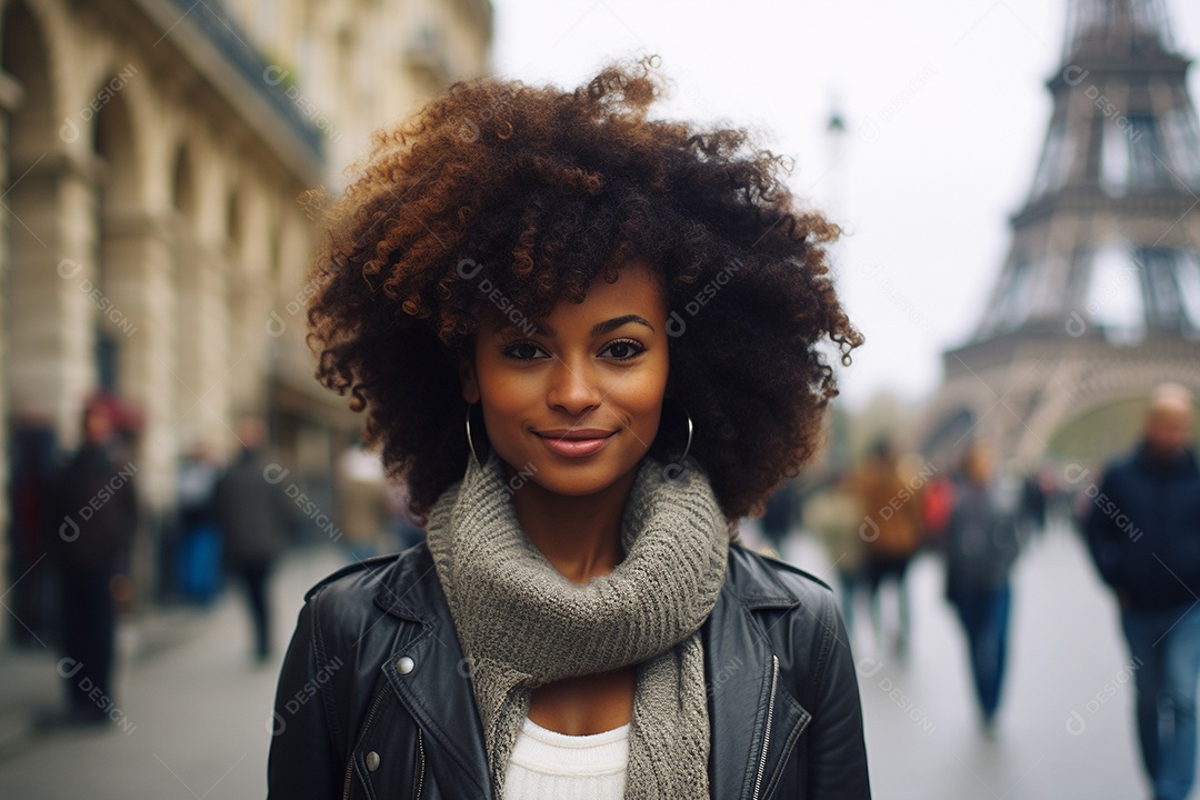 Mulher negra turística de Paris