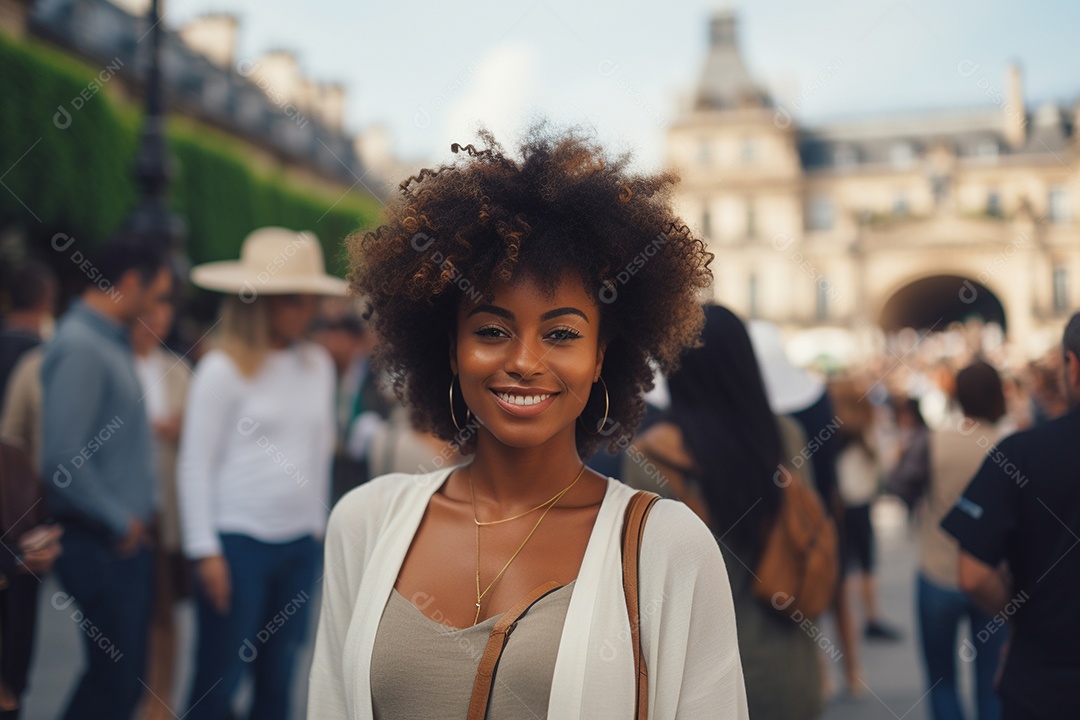 Mulher negra turística de Paris