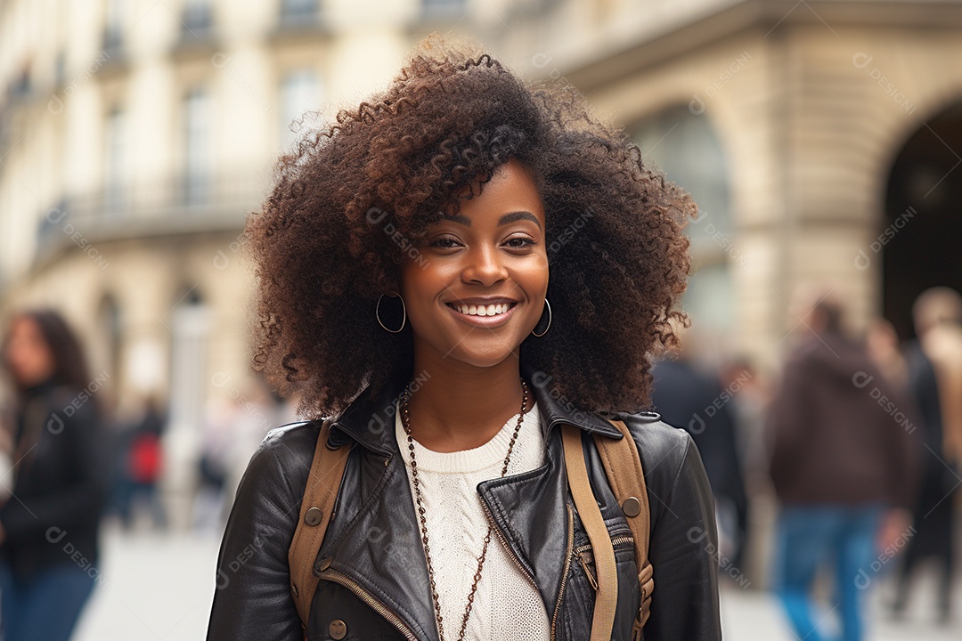 Mulher negra turística de Paris