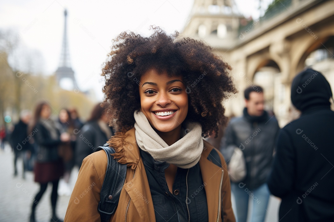 Mulher negra turística de Paris