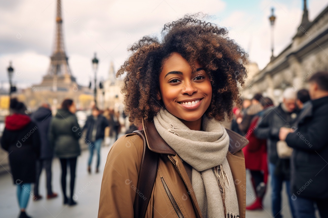 Mulher negra turística de Paris