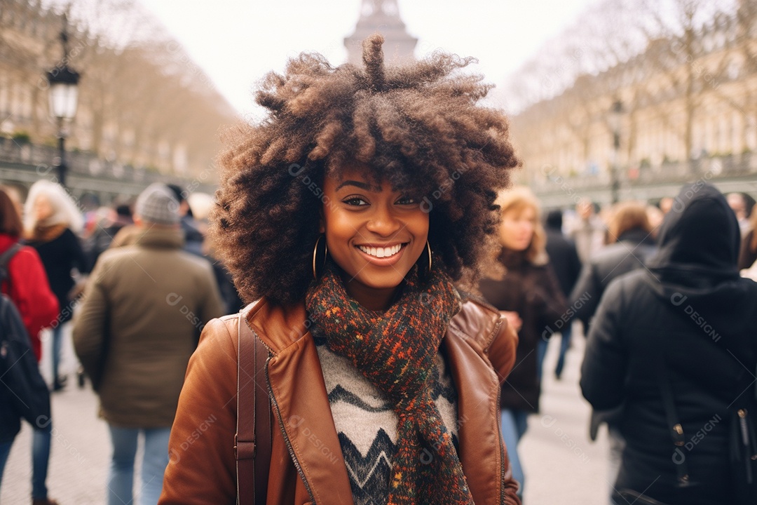 Mulher negra turística de Paris