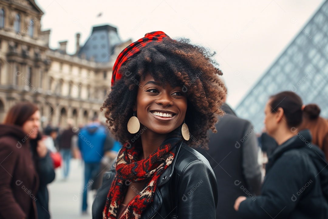 Mulher negra turística de Paris