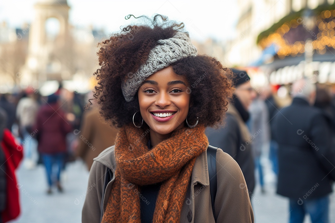 Mulher negra turística de Paris