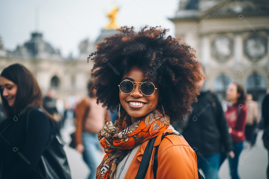 Mulher negra turística de Paris