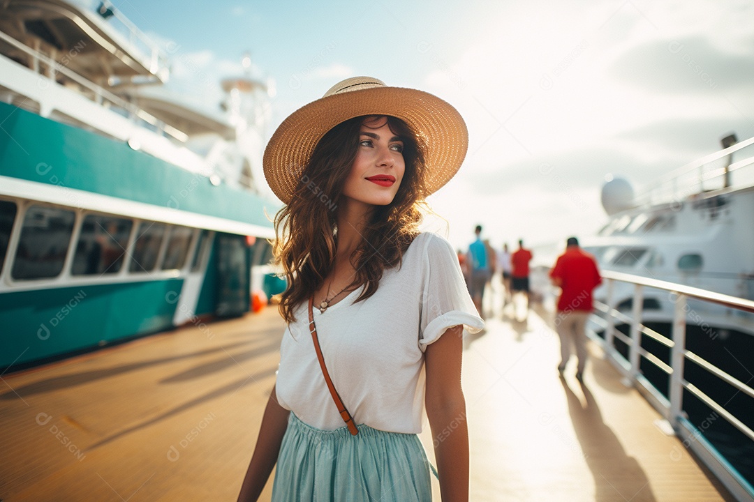 Mulher turística de navio de cruzeiro