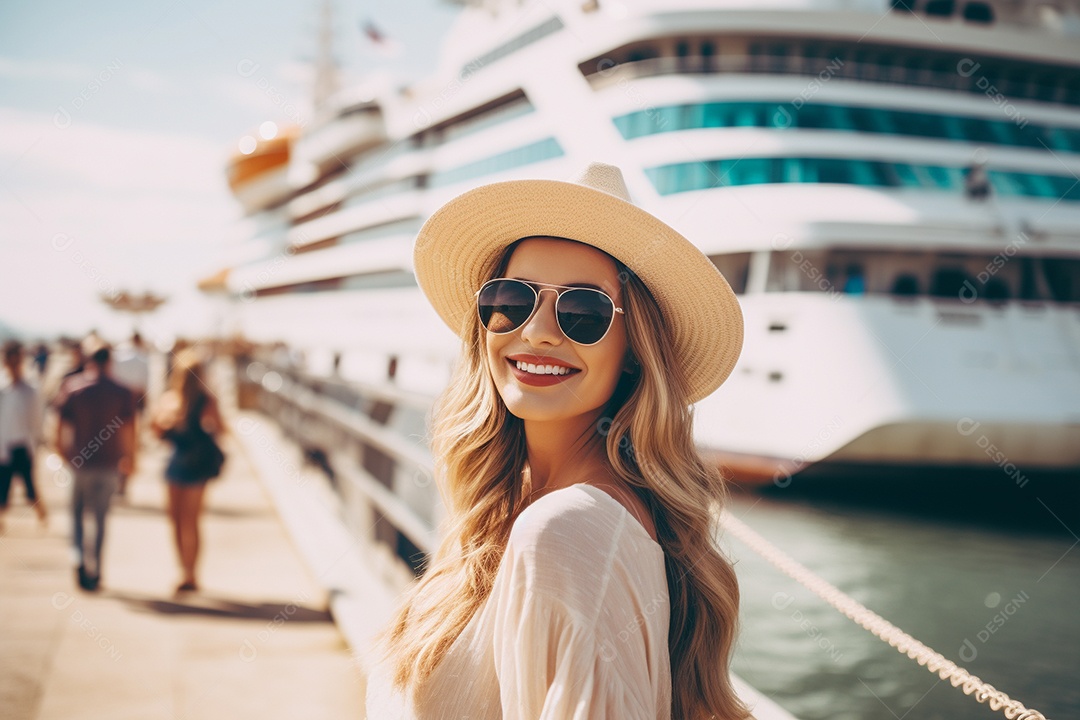 Mulher turística de navio de cruzeiro