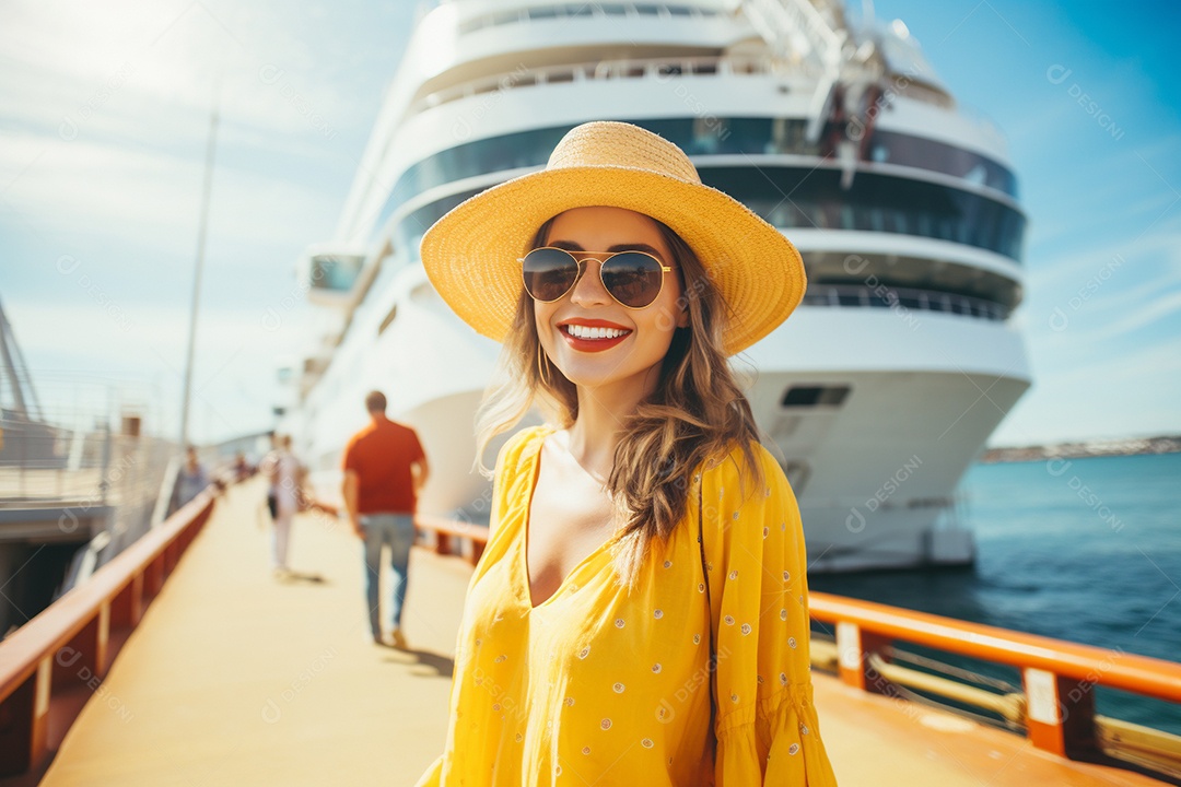 Mulher turística de navio de cruzeiro