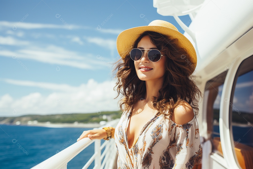 Mulher turística de navio de cruzeiro