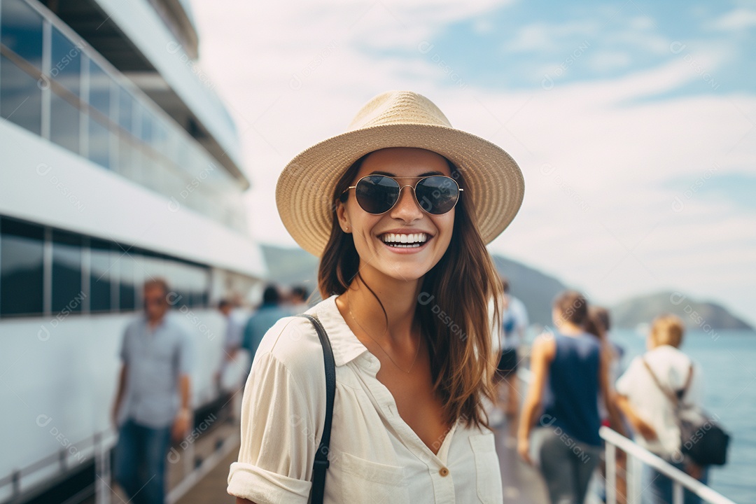 Mulher turística de navio de cruzeiro