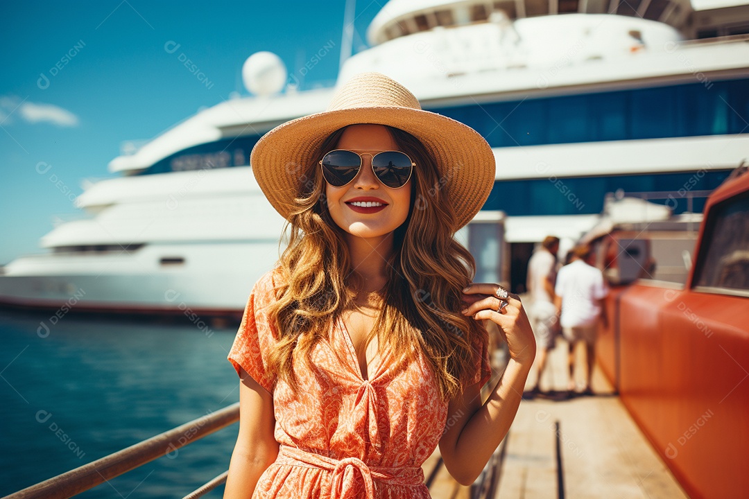 Mulher turística de navio de cruzeiro