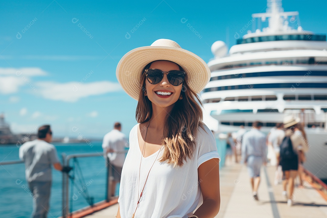 Mulher turística de navio de cruzeiro