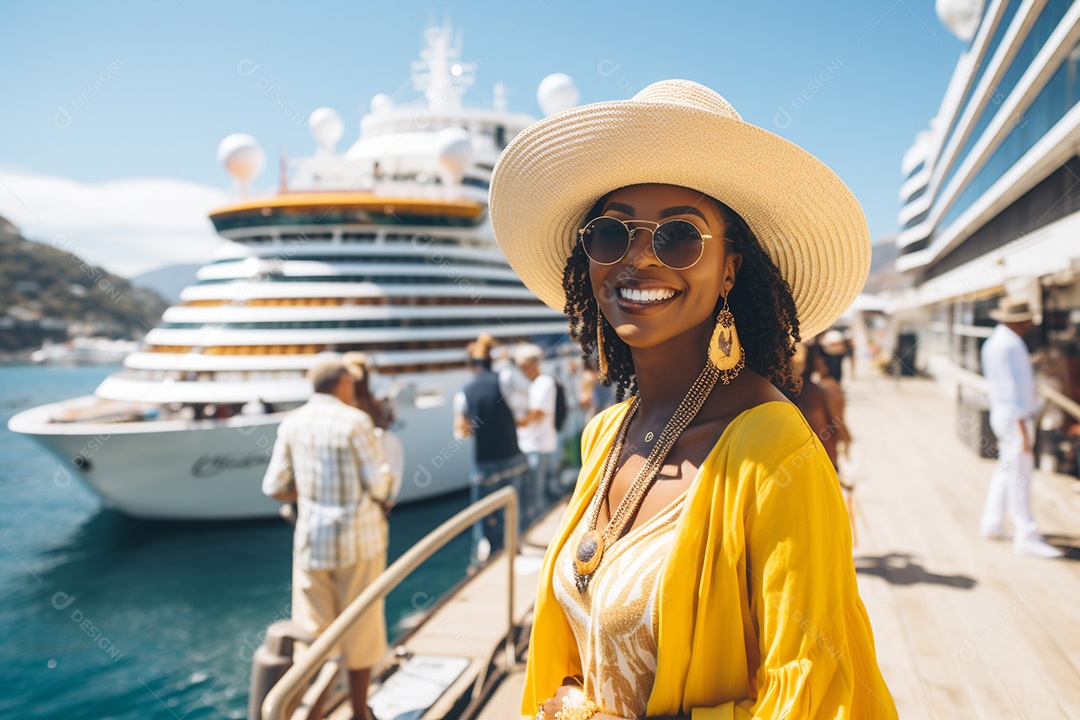 Mulher negra turística de Cancún