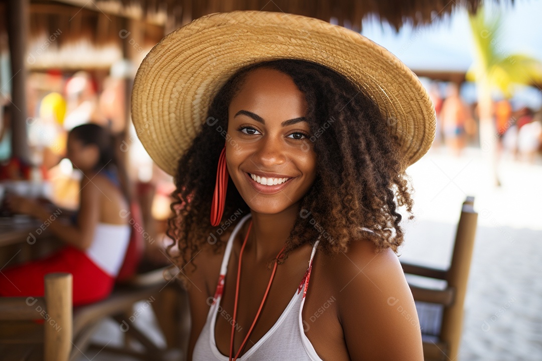 Mulher negra turística em Cancún