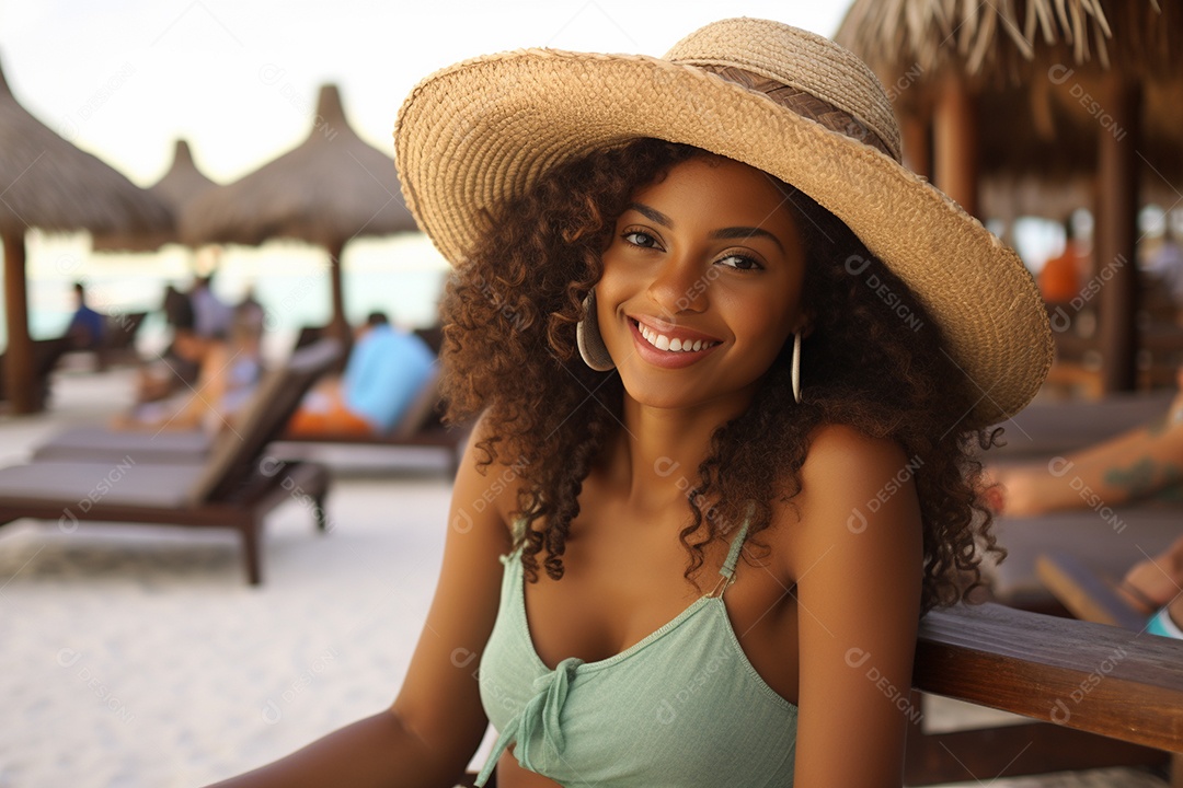 Mulher negra turística de Cancún