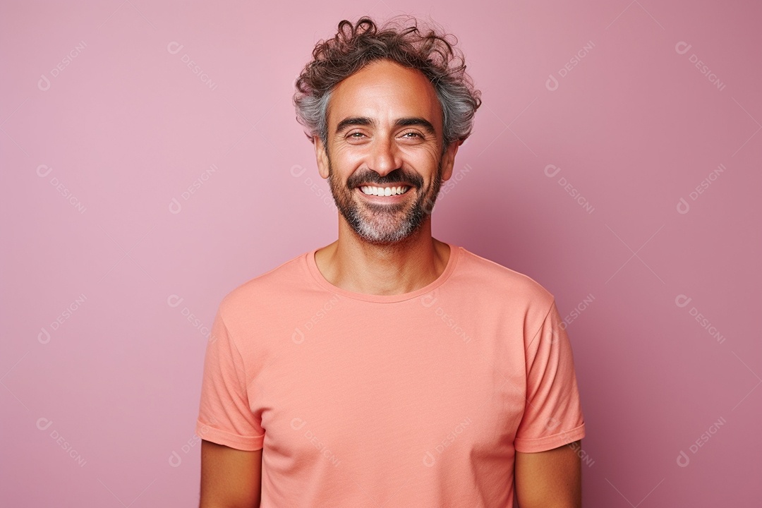 Pessoa feliz. Casual. Imagem social em destaque. Fundo colorido