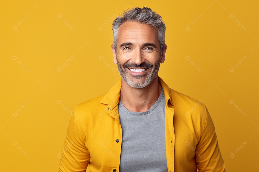 Pessoa feliz. Casual. Imagem social em destaque. Fundo colorido