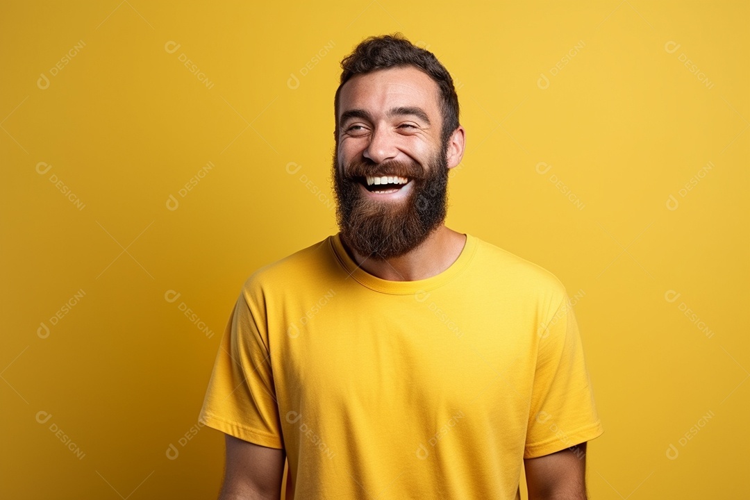 Pessoa feliz. Casual. Imagem social em destaque. Fundo colorido