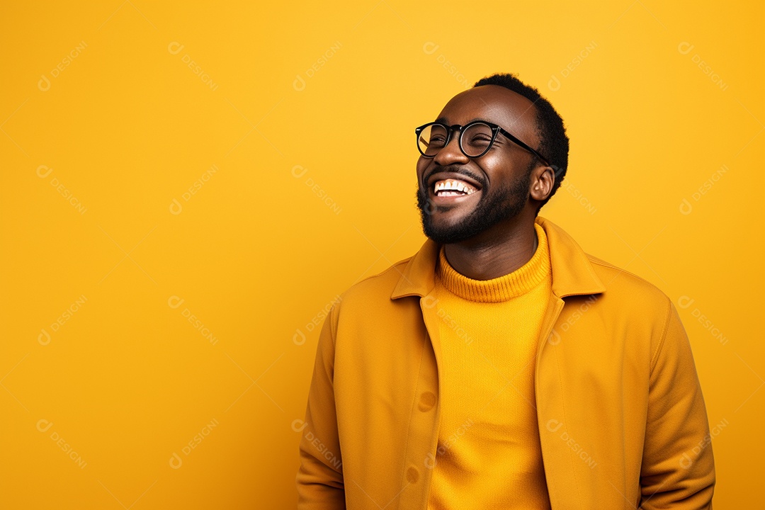 Pessoa feliz. Casual. Imagem social em destaque. Fundo colorido