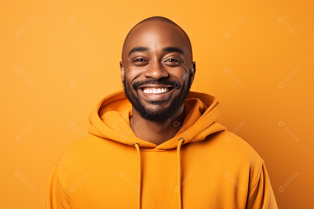 Homem negro feliz. Casual. Imagem social em destaque. Fundo colorido