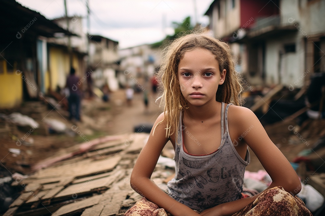 Uma menina em uma favela brasileira