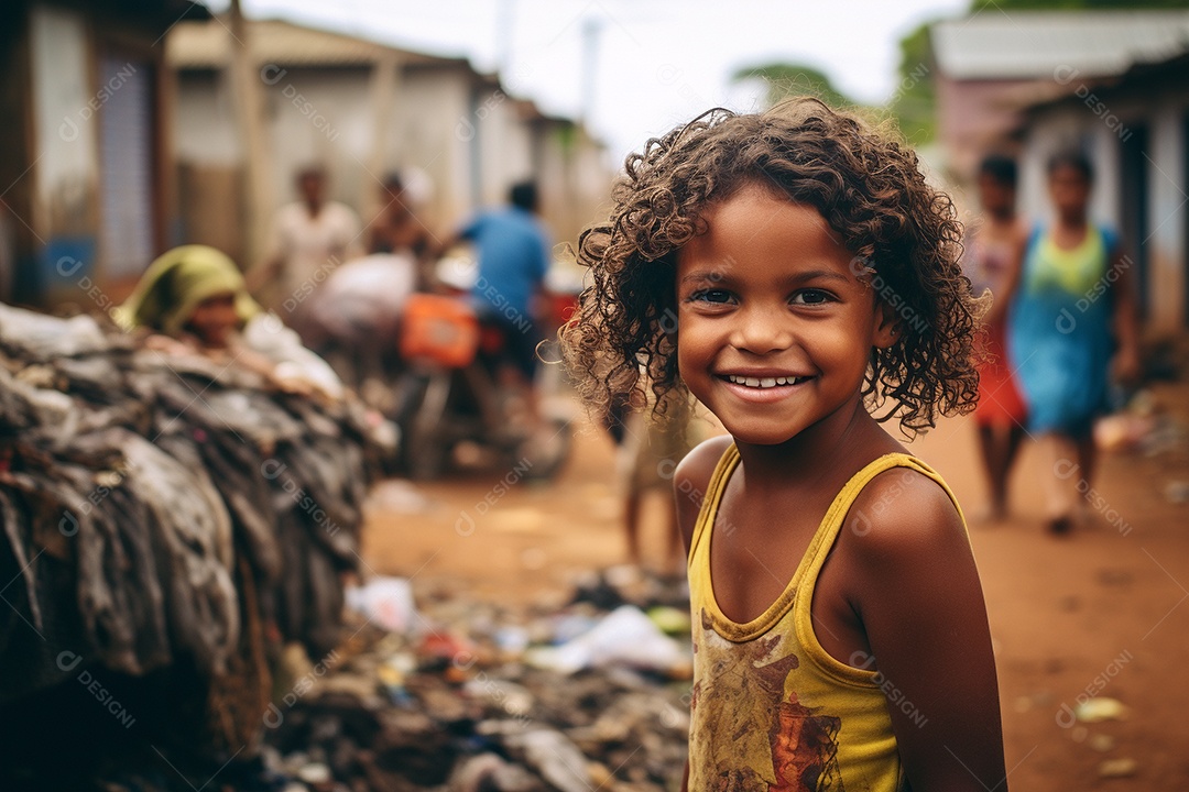 Uma garota em uma favela brasileira