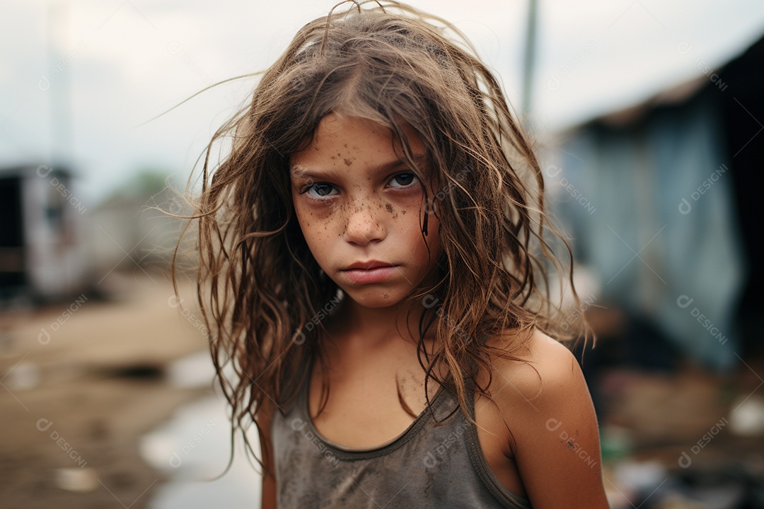 Uma garota em uma favela brasileira