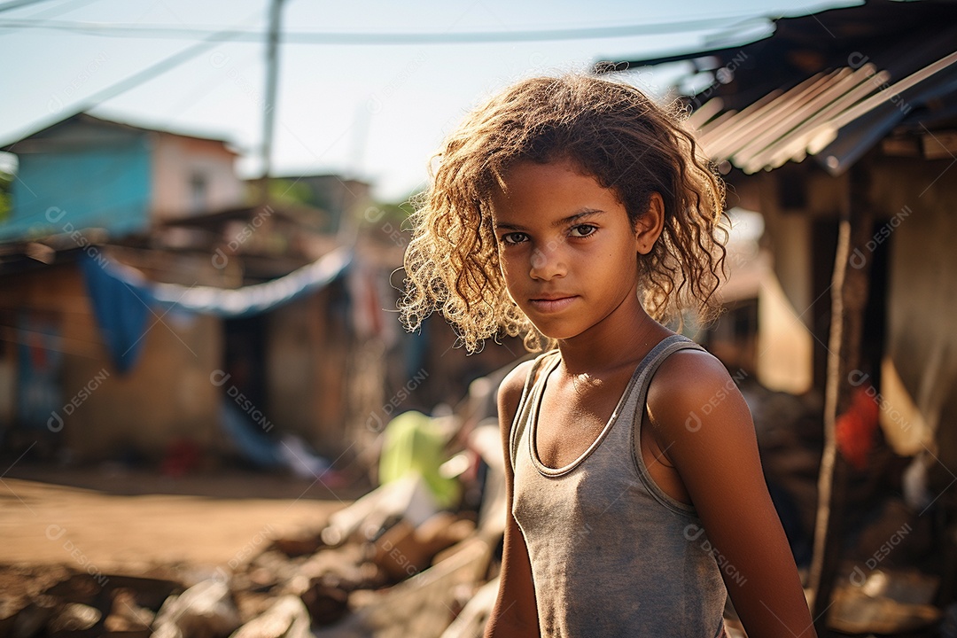Uma garota em uma favela brasileira
