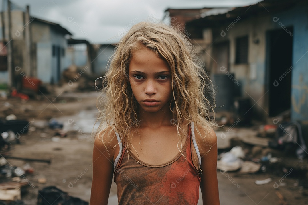 Uma garota em uma favela brasileira