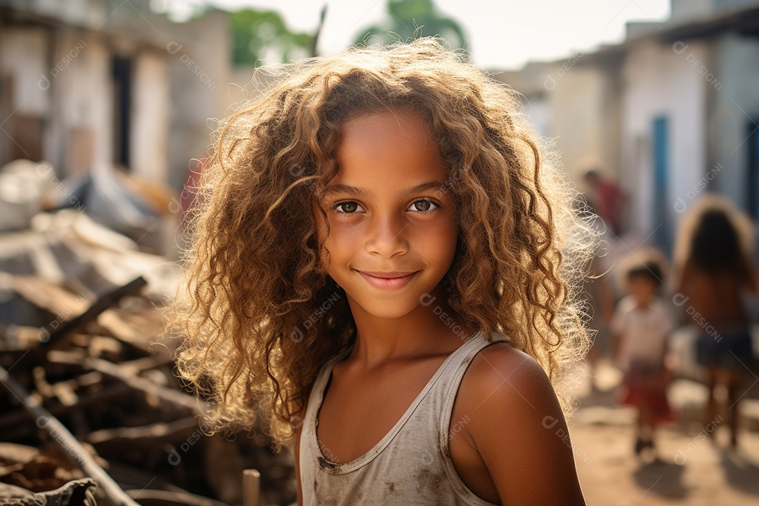 Uma garota em uma favela brasileira