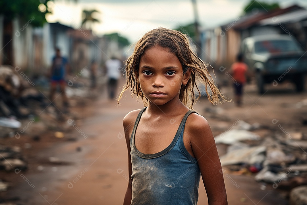 Uma garota em uma favela brasileira