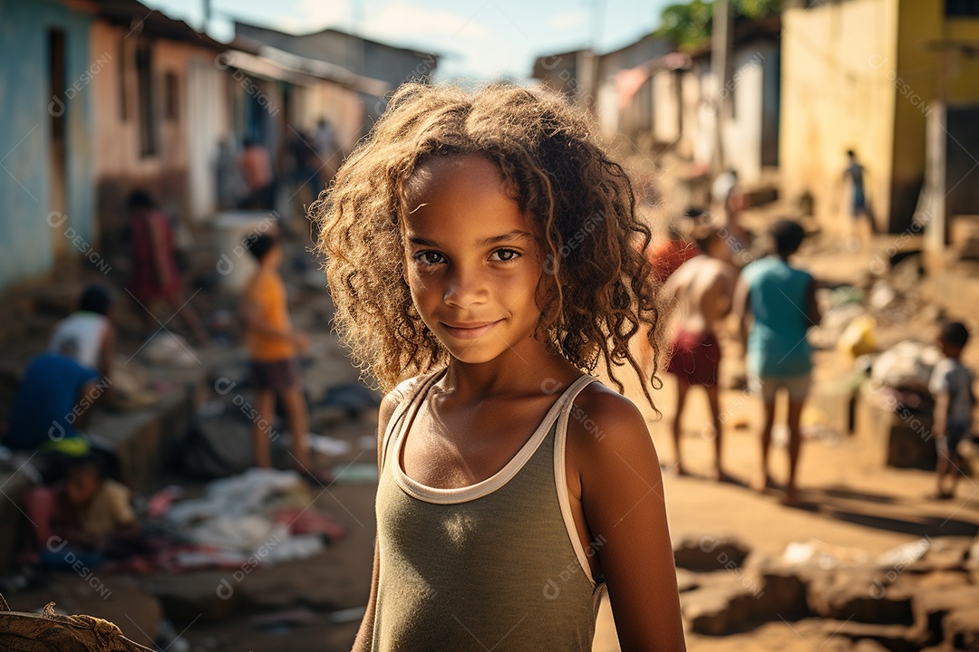 Uma garota em uma favela brasileira