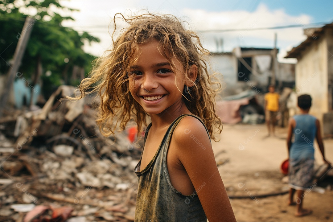 Uma garota em uma favela brasileira