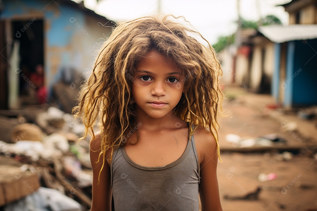 Uma garota em uma favela brasileira