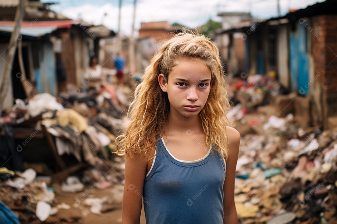 Uma garota em uma favela brasileira