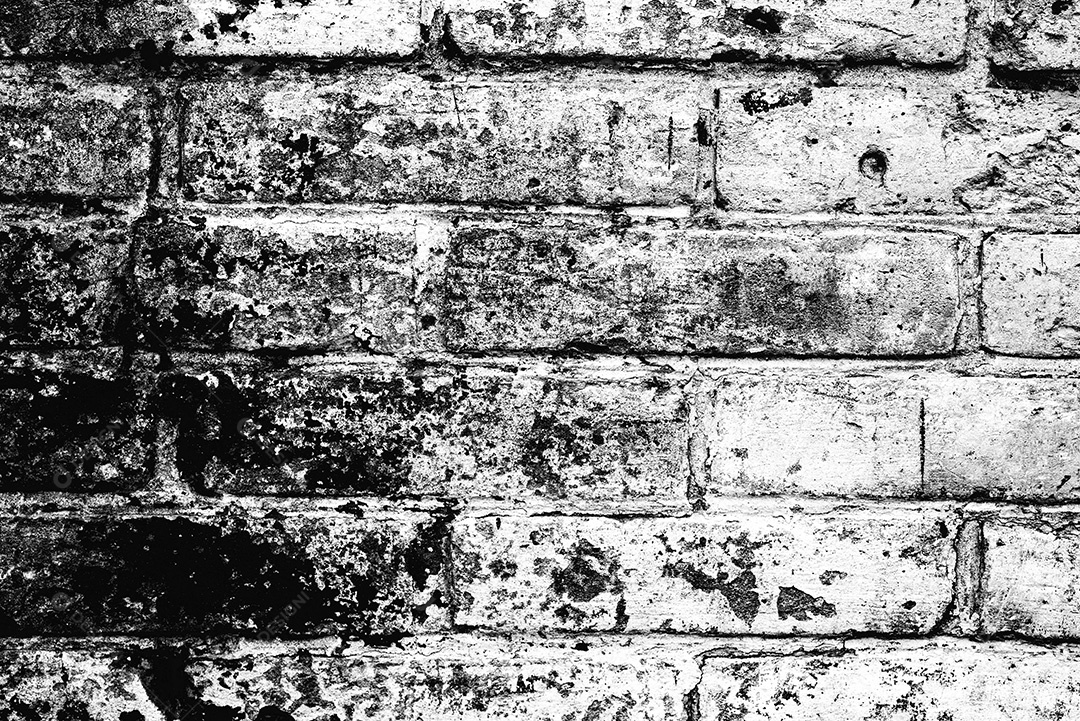 Fundo velho preto e branco da textura da parede de tijolo