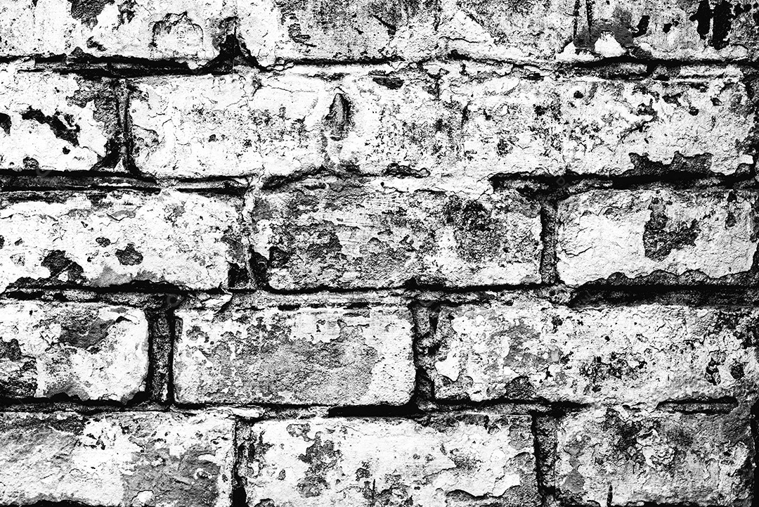 Fundo velho preto e branco da textura da parede de tijolo