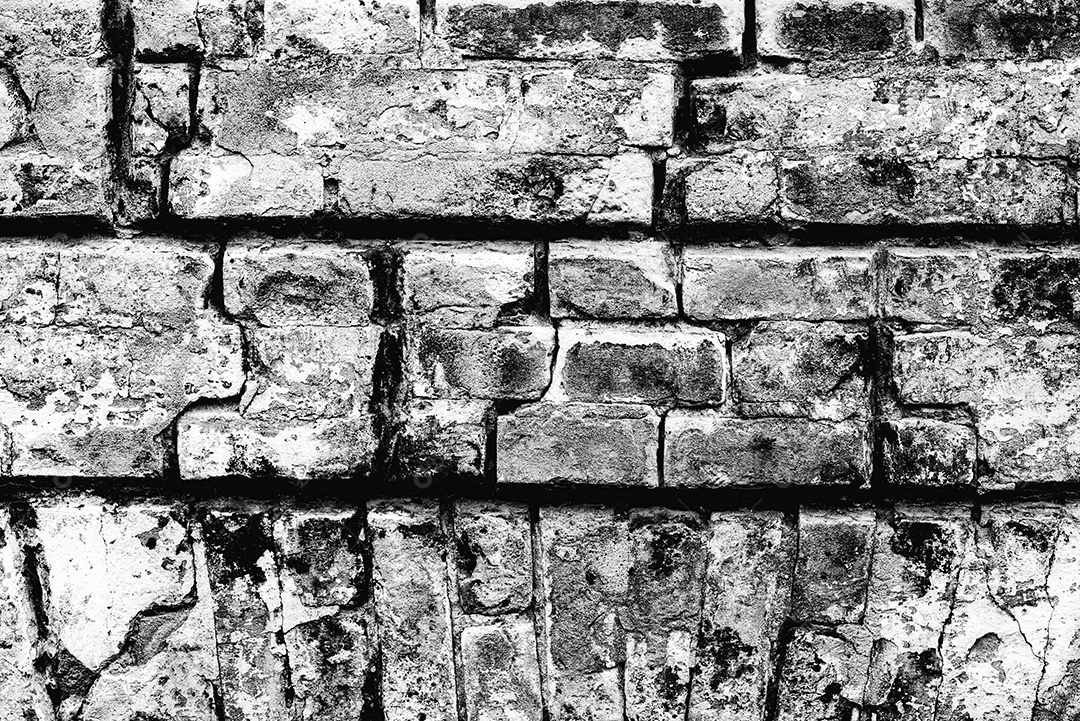 Fundo velho preto e branco da textura da parede de tijolo