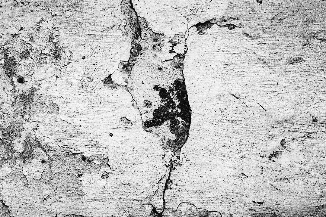 Textura, parede, concreto, pode ser usado como fundo. Fragmento de parede com arranhões e rachaduras