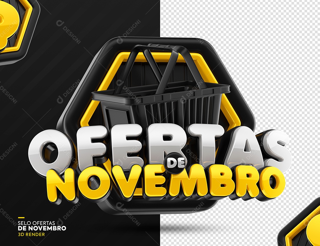 Ofertas De Novembro Preto Selo 3D Para Composição PSD