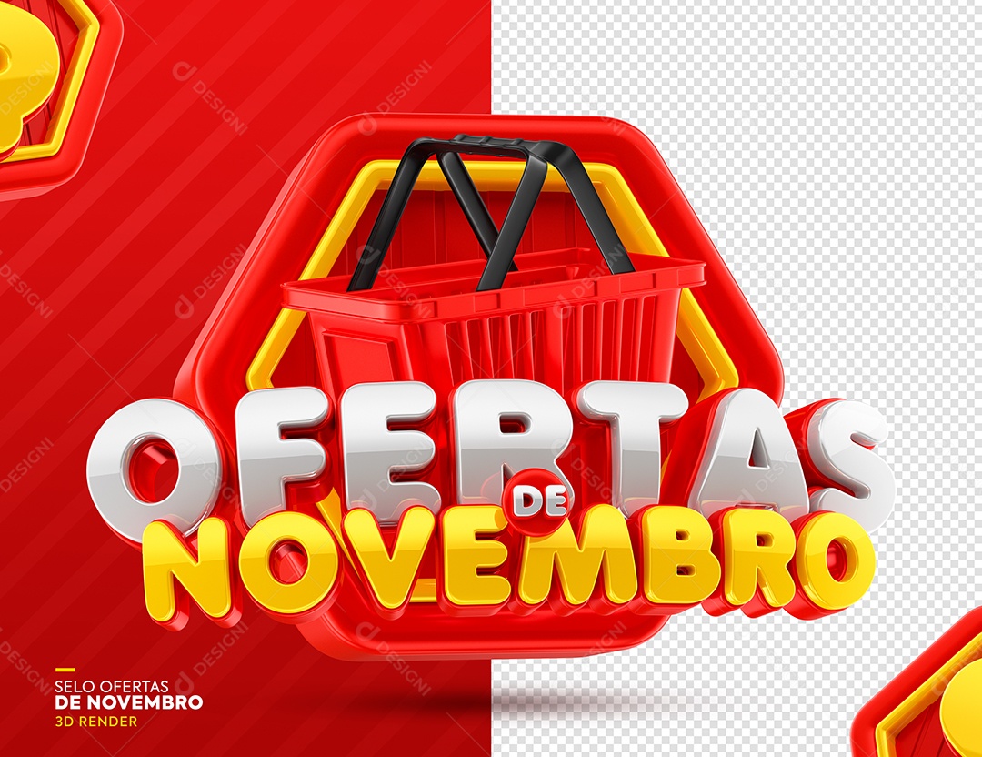 Selo 3D Ofertas De Novembro Vermelho Para Composição PSD