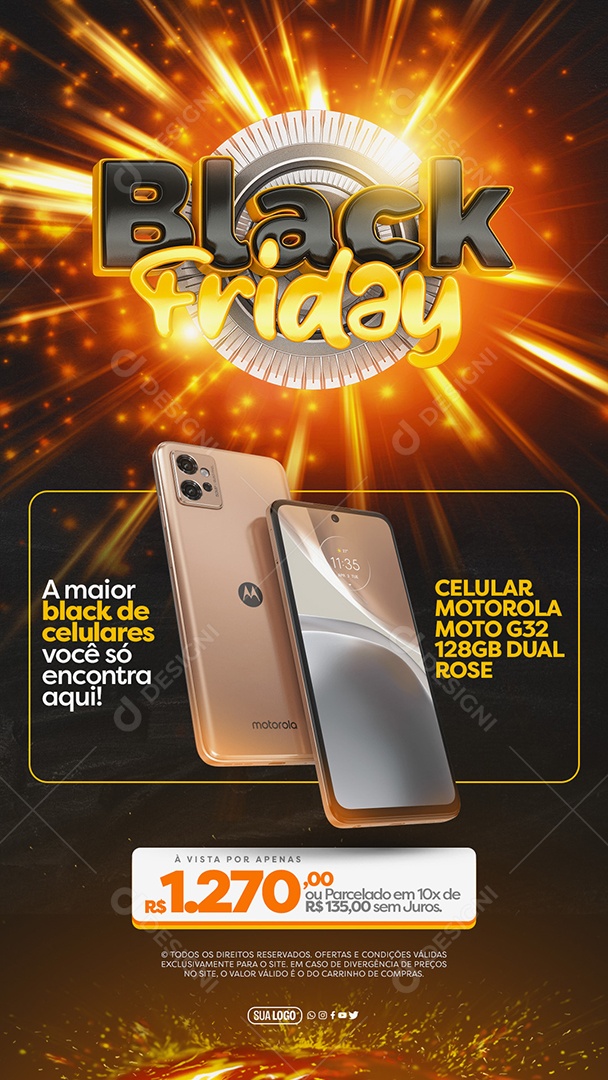 Story Black Friday Celular Motorola Moto G32 Social Media PSD Editável