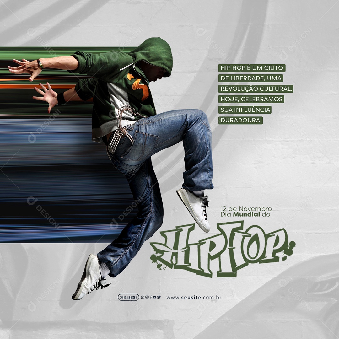 Dia Mundial do Hip Hop 12 de Novembro é um Grito de Liberdade Social Media PSD Editável