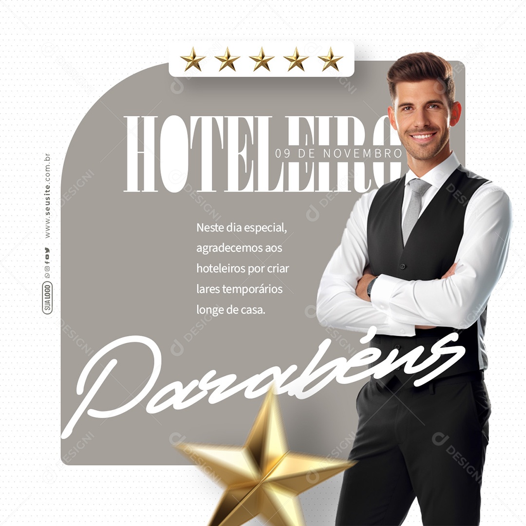 Dia Do Hoteleiro 09 de Novembro Agradecemos por Criar Lares Temporários Longe de Casa Social Media PSD Editável