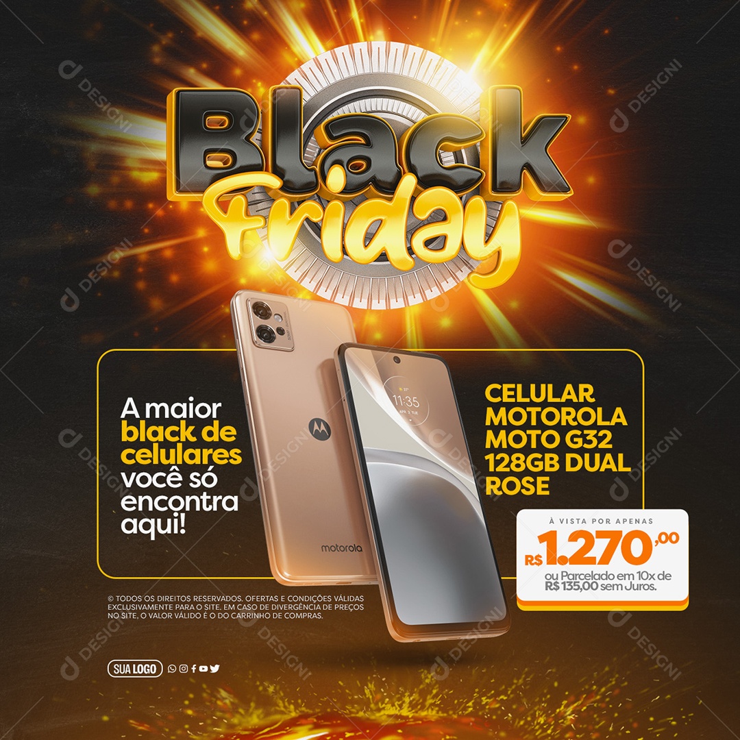 Black Friday Celular Motorola Moto G32 Social Media PSD Editável